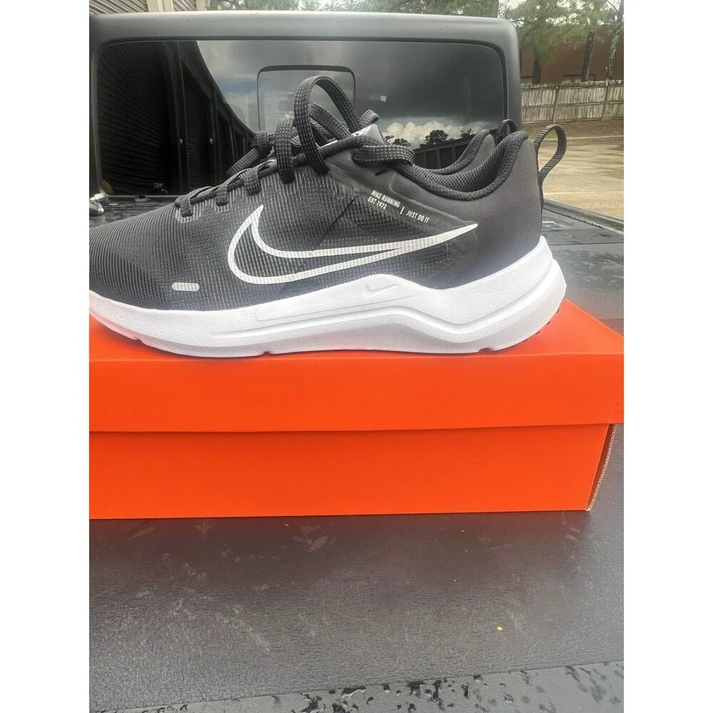 Nike Downshifter 12 Black White Lace Up Running Shoes DD9294-001 Womens Size 8